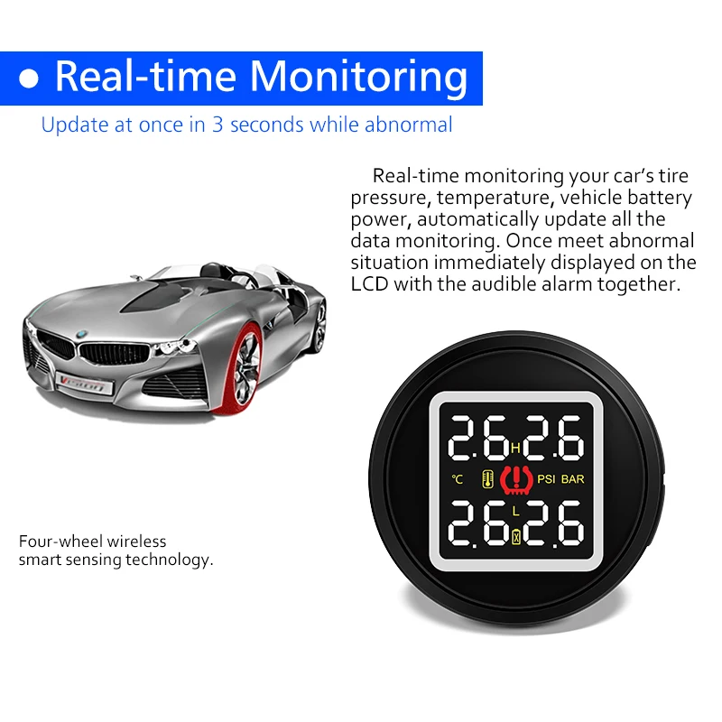Датчик давления в шинах CAREUD TPMS Unvieral сигарета и USB зарядное устройство система