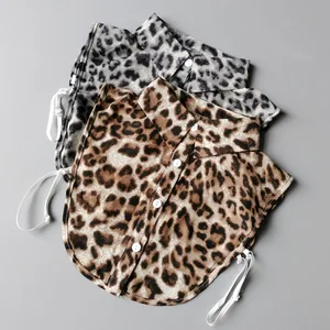 Новинка Осень-зима 2018, европейская шифоновая леопардовая рубашка с квадратным воротником, женский съемный декоративный воротник, искусственные в стиле ретро