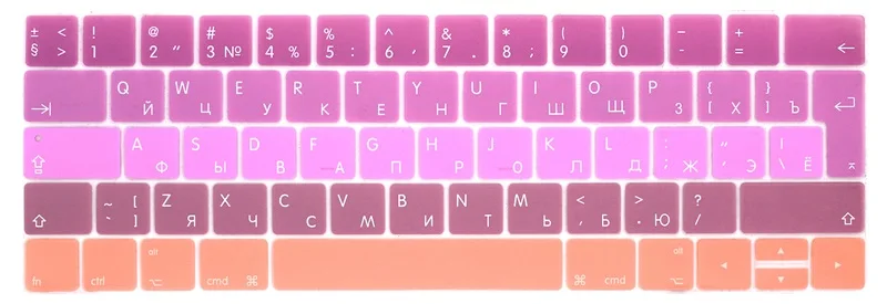 RYGOU евро Русская клавиатура наклейки для Macbook Pro 13 Сенсорная панель силиконовая клавиатура чехол для Macbook Pro 15 защита кожи - Цвет: Gradient pink