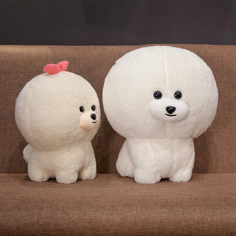 Белая/бежевая плюшевая игрушка Bichon Frise милый щенок мягкая набивная собака