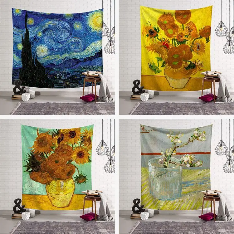 

Fashion Van Gogh Sunflower Sandy Beach Picnic Rug Bedroom Blanket Decor Curtain Table Cloth Yoga Mat Wall Hanging Tapestry