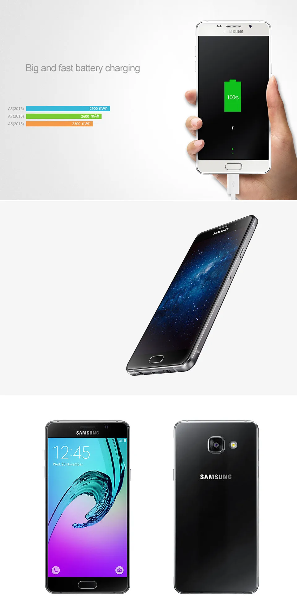 samsung Galaxy A5100 A510F разблокирована 5,2 дюймовый 2Гб Оперативная память 16 Гб Встроенная память Octa Core 13.0MP Камера Android 5,1 мобильный телефон
