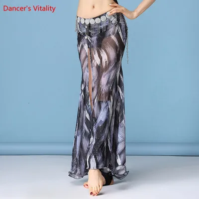SKIRT Женский комплект из 2 предметов костюм для восточных танцев сексуальный модальный топ+ Сетчатое платье танец живота r одежда для тренировок - Цвет: SKIRT