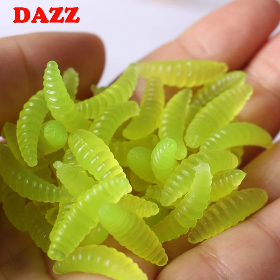 50 шт. 2 см/0 4 г Мягкая рыболовная приманка Mealworms черви Светящиеся Силиконовые