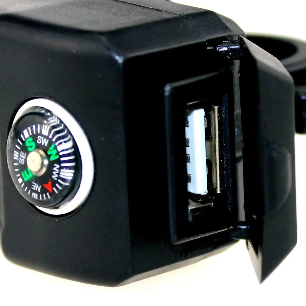 Мотоцикл USB зарядное устройство адаптер с компасом 22 мм руль фиксированный Электрический черный