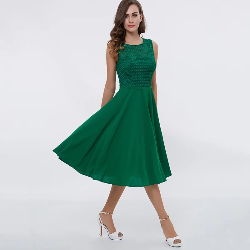 Женское платье для выпускного вечера Tanpell зеленое кружевное ТРАПЕЦИЕВИДНОЕ