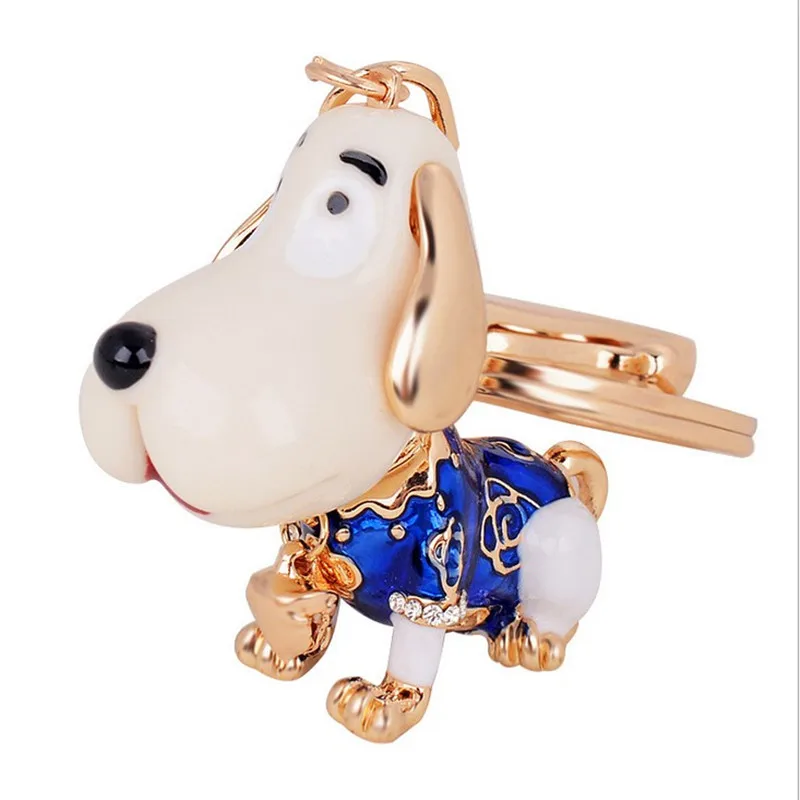 Creative Enamel Dog Keychain Rhinestone Metal keyring Women Luxury Bag Charms Keychains Key Rings Ladies Gift | Украшения и