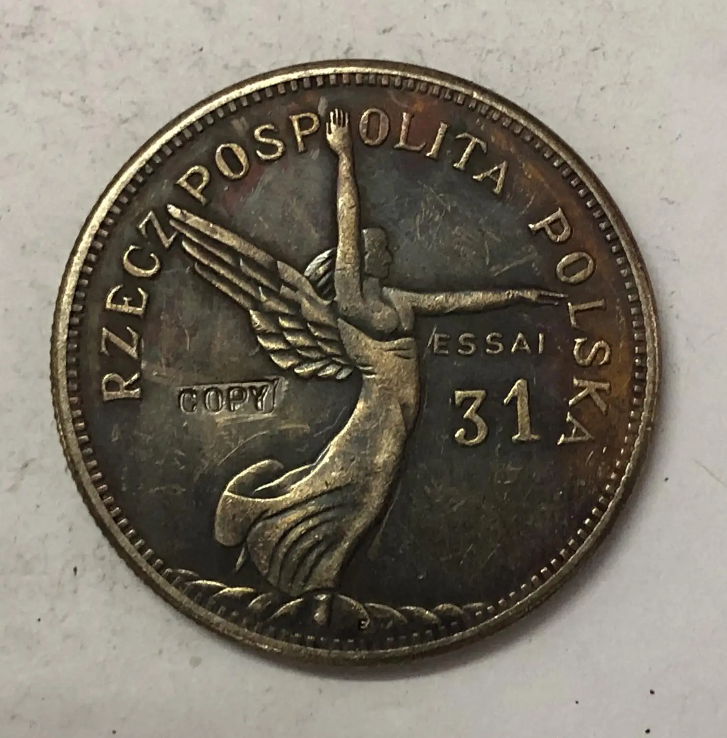 1928 Poland 5 Zlotych Nike; Trial Strike Essai 31