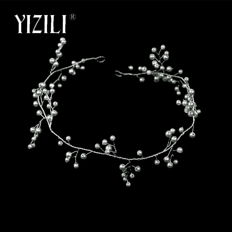 YIZILI новые свадебные ободки для Для женщин волос жемчужина лоза невесты украшения