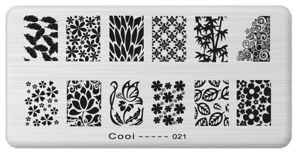 Pinpai Nail Stamping Plates Flower Geometric Heart Nature Series Nail Template Stamp Image DIY Nail Designs Manicure Stamp Plate