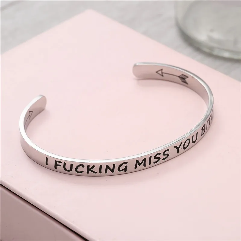 

Wide 6mm Cuff Trendy Keep Going Titanium Encouragement Bangle For Men Jewelry