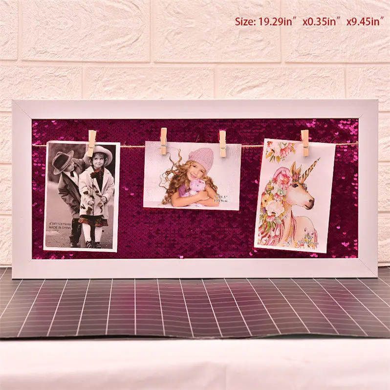 Простая рамка из натурального дерева Diy расшитая блестками фоторамка