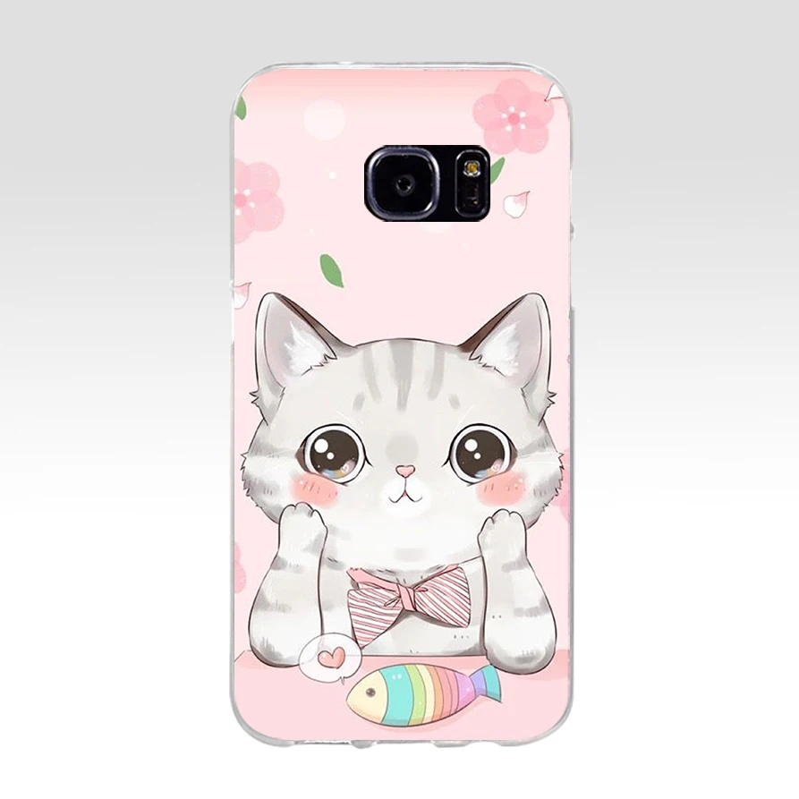 4 68A милые имбирь для пиццы с бантом, с рисунком кота, для kawaii силиконовый чехол-накладка из мягкого ТПУ для Samsung Galaxy s6 s6 s7 edge s8 s9 plus - Цвет: 4