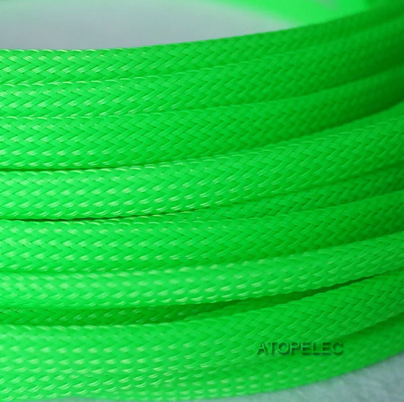 UV Green 6 мм в ширину 1/" в плотной оплетке ПЭТ расширяемый кабель оболочка провода черный/красный/оранжевый/желтый/зеленый/синий/фиолетовый/серый/белый/прозрачный - Цвет: UV Green
