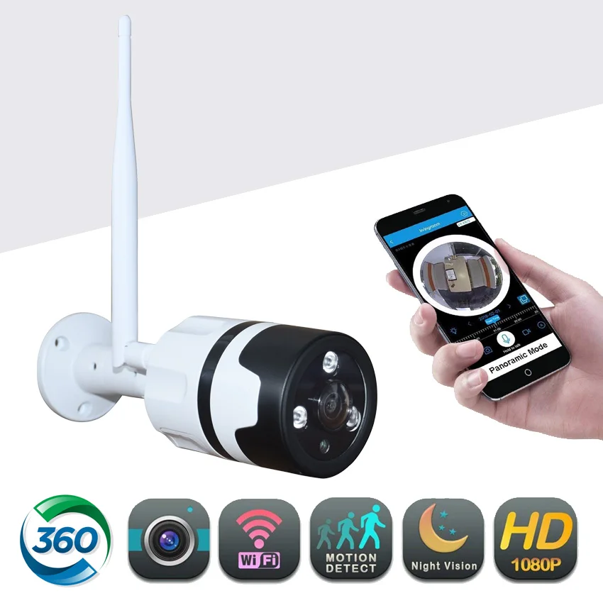 Zjuxin Наружная цилиндрическая 1080p 360 градусов wifi камера 2.0mp ip панорамная камера iCSee P2P Обнаружение движения по электронной почте оповещение