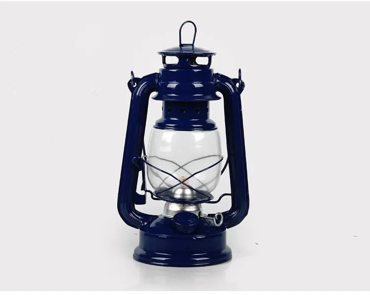 kerosene dark blue 25 см Средиземноморский стиль из кованого железа светодиодный керосиновый спирт лампы портативный фонарь освещение ретро подсвечники Открытый Кемпинг - Цвет: kerosene dark blue