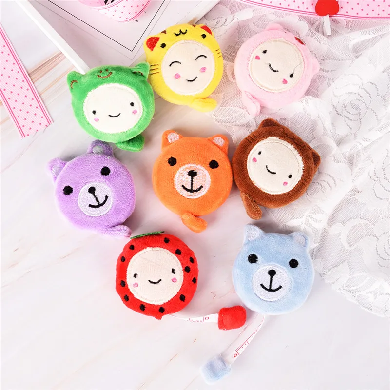 Kawaii Animal Cat Dog Key Ring Holder Band Tape Bag Pendant Cartoon measure Keychain Ruler measurements Telescopic tape | Украшения и