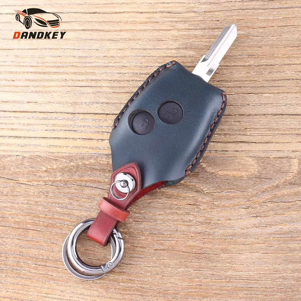 DANDKEY 2 кнопки Натуральная кожа Защитный чехол для ключей брелок для Renault Megane модус Espace Лагуна Duster Logan DACIA Sandero - Количество кнопок: color 2