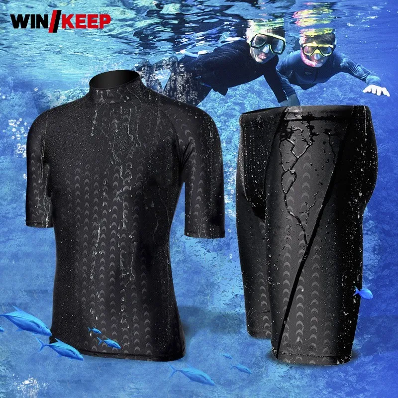 Мужская пляжная спортивная одежда костюм для дайвинга плавки с коротким рукавом