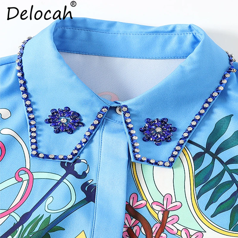 Delocah женские летние винтажные костюмы подиумная Модная рубашка с коротким