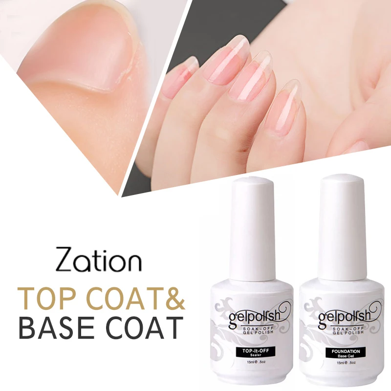 Zation 15ML Top Coat Base Gel Nail Polish Primer Art UV LED Soak-Off Manicure Multi-use Lacquer | Красота и здоровье