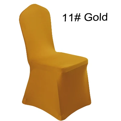 Gold 100 шт, Универсальный Белый эластичный спандекс, лайкра, декоративный стул, чехлы для свадьбы, вечеринки, банкета, отеля, дома, праздника - Цвет: Gold