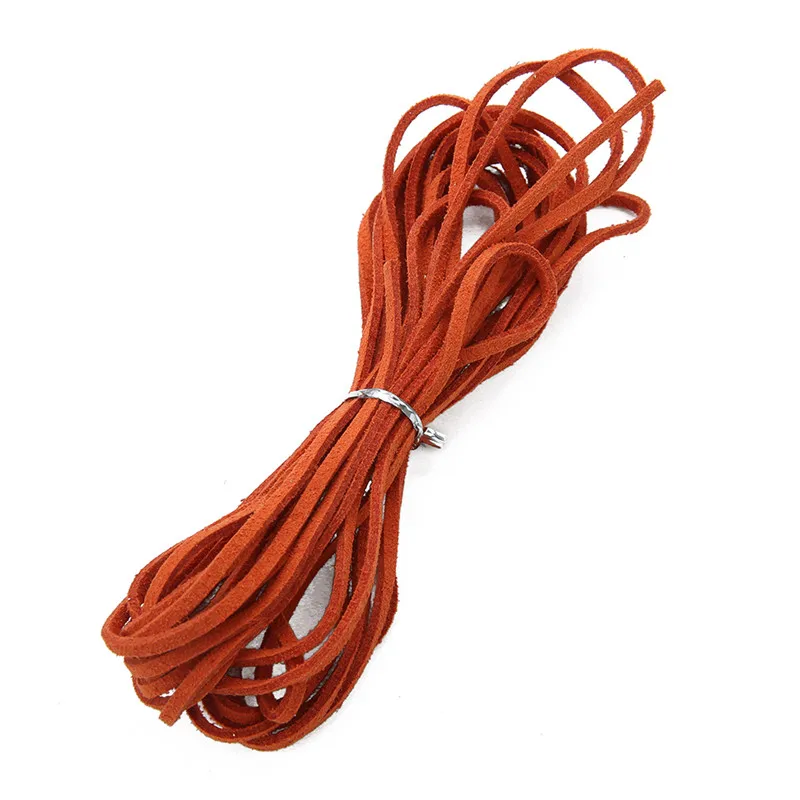 orange red 5 метров 3 мм ширина плоский искусственный замшевый кожаный шнур разноцветные корейские Бархатные кожаные веревки для DIY кожаный шнур ювелирные изделия Mkaing - Цвет: orange red