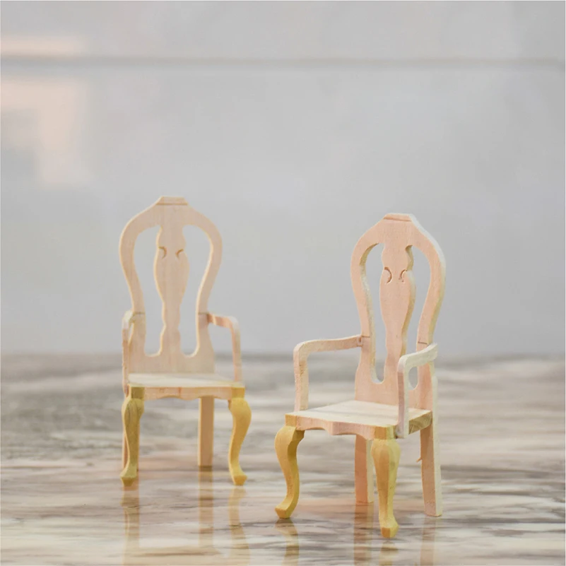 

G05-X5239 children gift Toy 1:12 Dollhouse mini ob11 Miniature rement wooden DIY simple type chair 1pcs