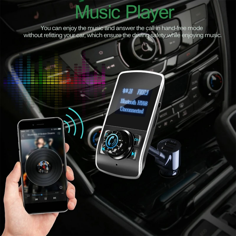 50 шт./лот FM-передатчик Bluetooth автомобильный беспроводной комплект громкой связи