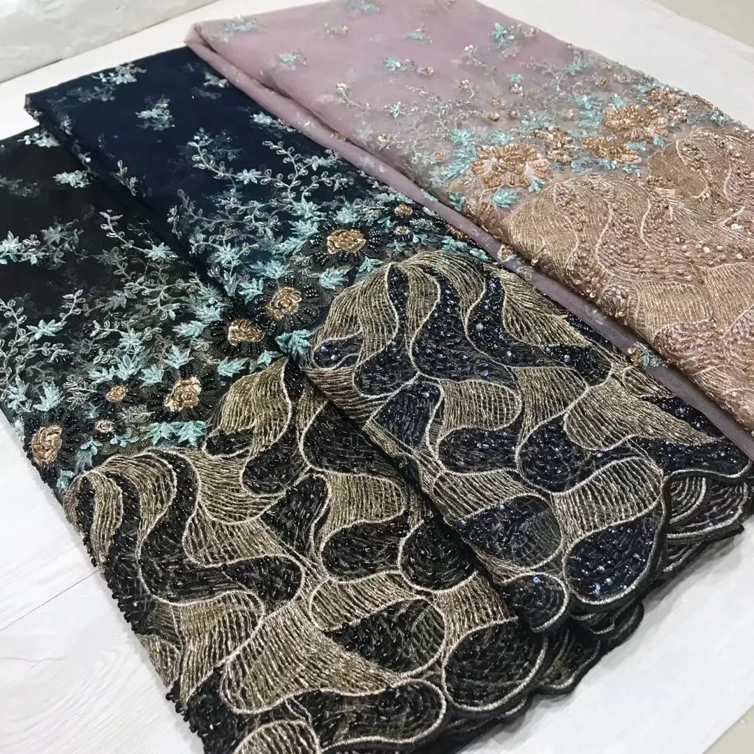

BEAUTIFICAL mesh lace fabric 2019 flower embroidery lace french lace fabric african high quality 5 yards/lot for wedding ML5N354