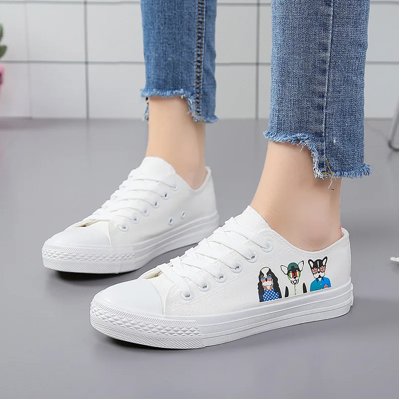 2018 классическая женская обувь с низким берцем Вулканизированная милая собака