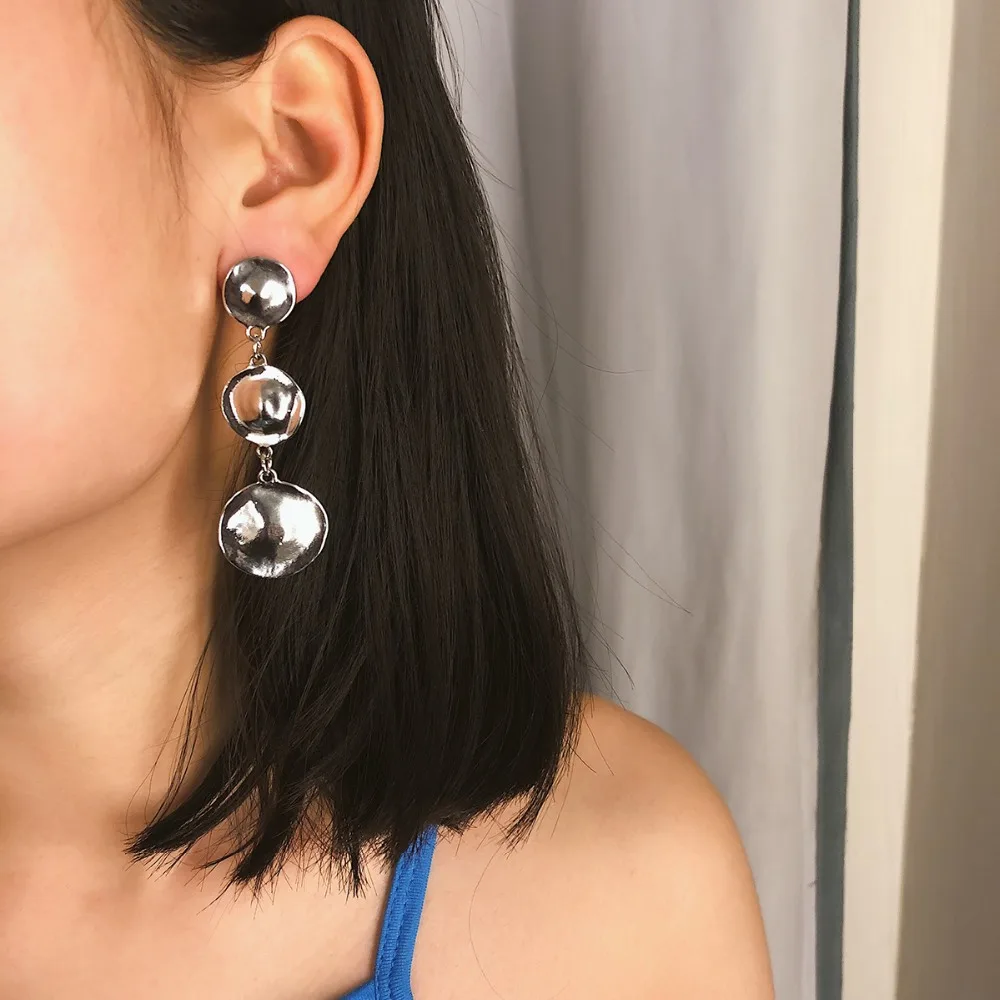 Elegant jump ring Irregular round dangler eardrop Earrings Wedding Cocktail party jewelry Mother's Day GirlFriend Gift Brincos |