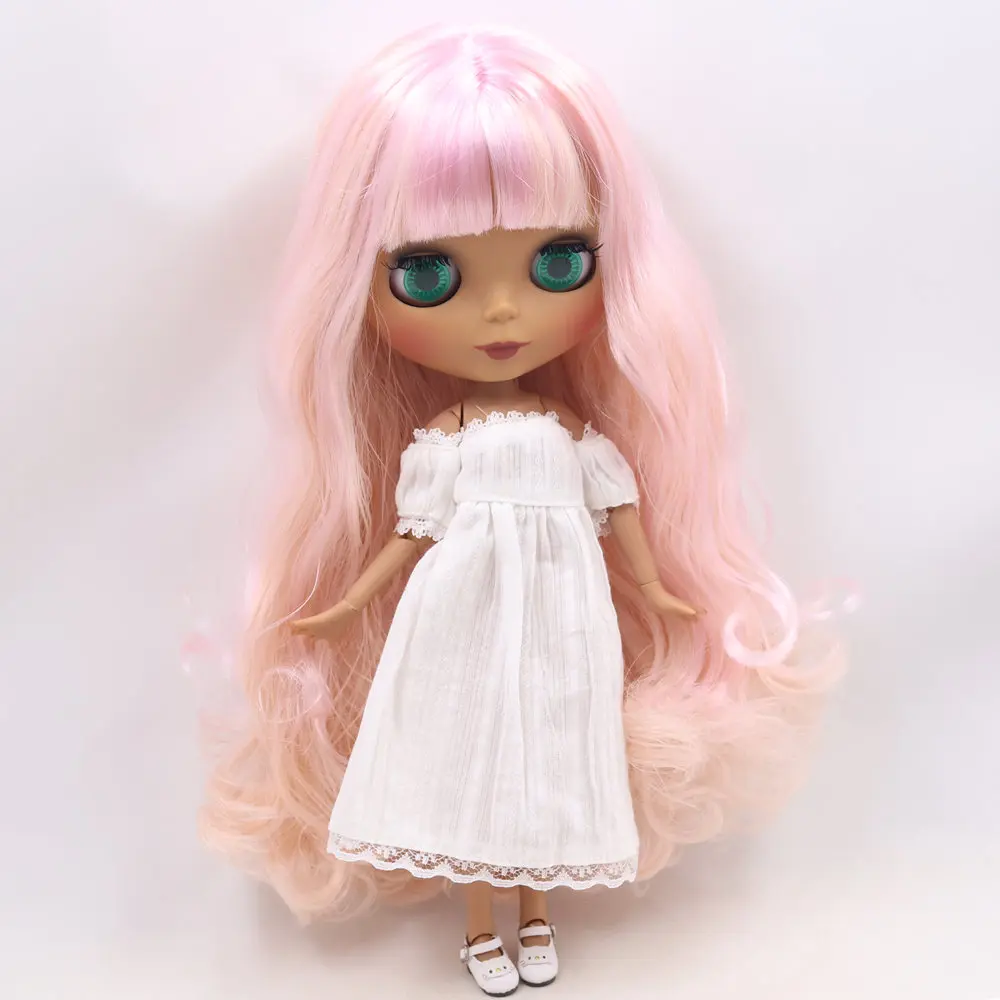 ICY Nude Blyth Кукла № BL1017/2352 розовый смешанные волосы суставы тела черная кожа матовое лицо 1/6 BJD - Цвет: a set lik the pic