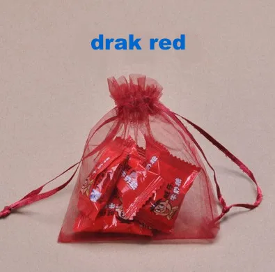 dark red Сумка для упаковки ювелирных изделий/Подарочный мешочек из органзы/Сумка из органзы с затяжкой/Подарочная сумка/мешочек из органзы/50 шт - Цвет: dark red