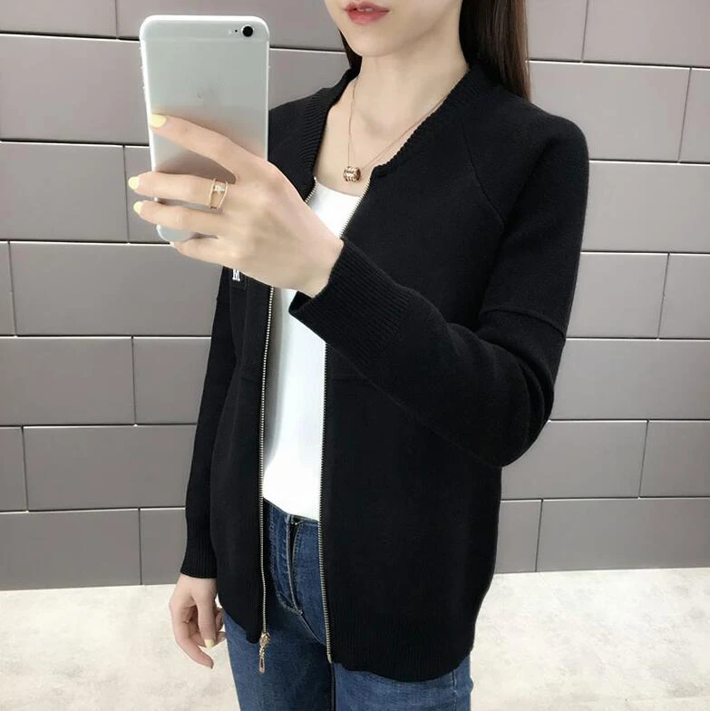 Women Cardigan New Fashion Autumn Casual Long Sleeve zipper Short Knitted Sweater Cardigan Coat For Women knit Jacket Tops