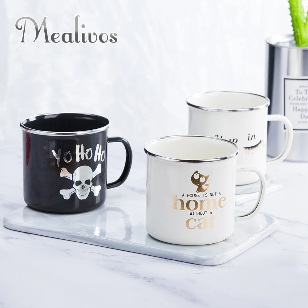 

fashion stamping gold silver Retro 16oz Camping Enamel Mug Forces Military Coffee mugs old Chinese Mug Office tea Mug