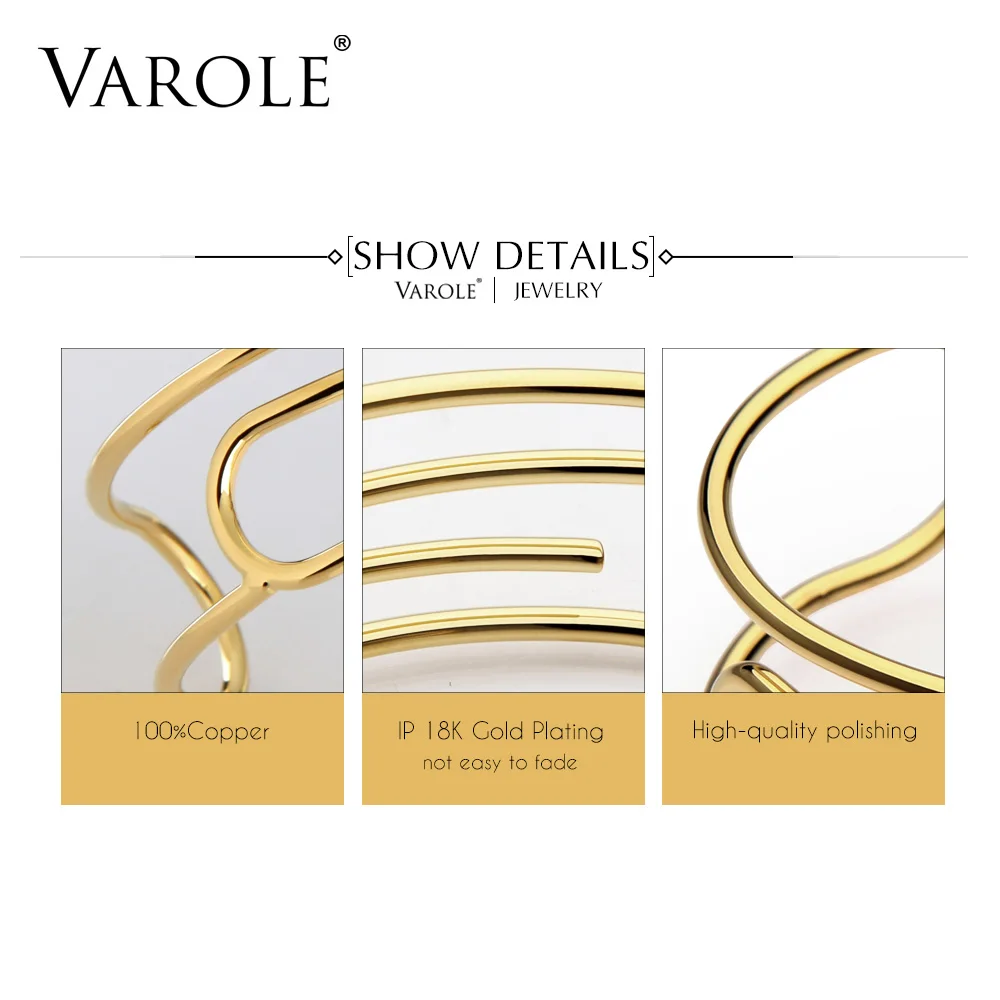 Браслет VAROLE Paperclip, манжета, маншет, золотой цвет, нарукавная повязка, браслет для женщин, браслеты, браслеты, Pulseiras