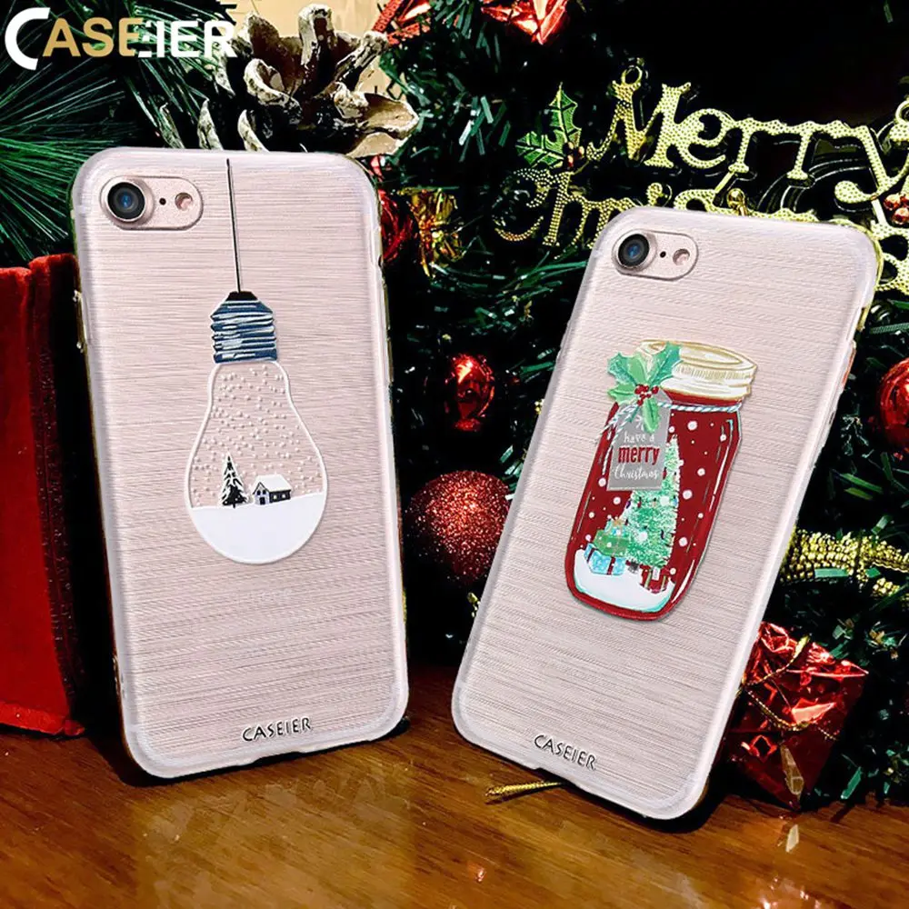 Caseier 2017 зимний чехол для телефона айфон X Новогодние товары 3D Живопись мягкий