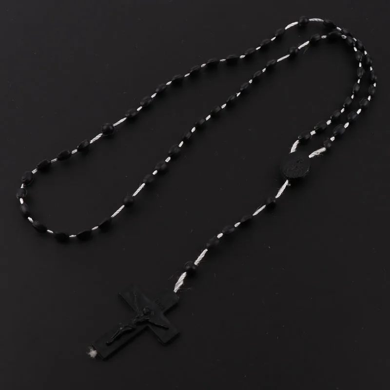 BLACK 12 шт., Заводские разноцветные четки, низкие в темноте, пластиковые четки, светящиеся бусы, ожерелье, католическая молитва, религиозные украшения - Окраска металла: BLACK