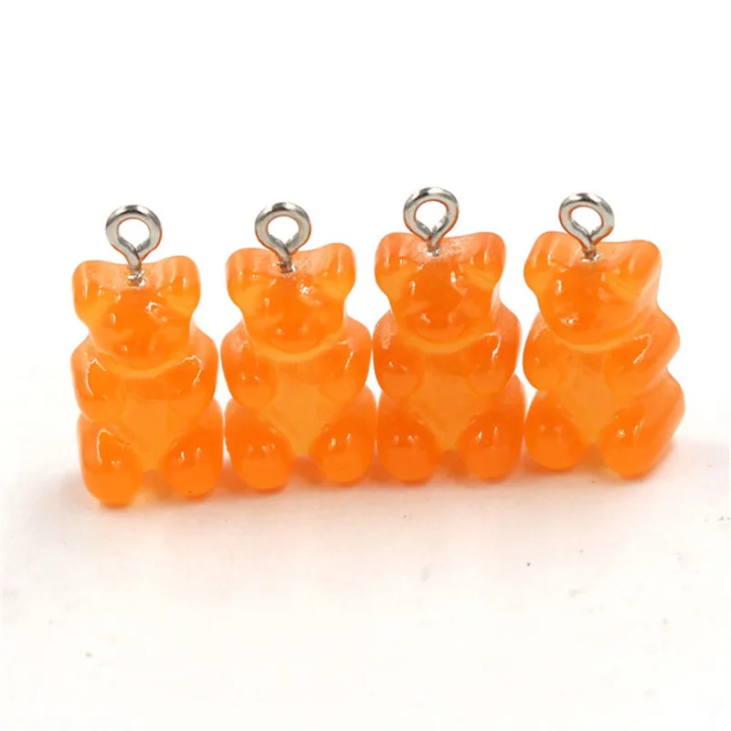 orange have hole 10 шт. Горячая Конфета медведь милые украшения из смолы DIY патч результаты Gummy серьги брелок ожерелье кулон ювелирный Декор аксессуар - Окраска металла: orange have hole