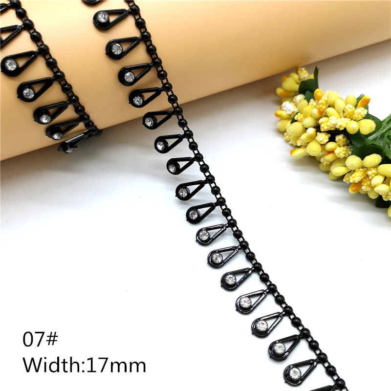 1 ярд стразы цепочка с черными кристаллами пришивная украшение для свадебного