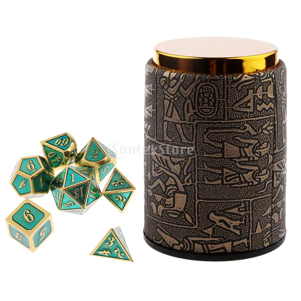 

7PCS Metal Polyhedral Dice D4-D20 for Dungeons and Dragons Board Game Accessories &Dice Cup