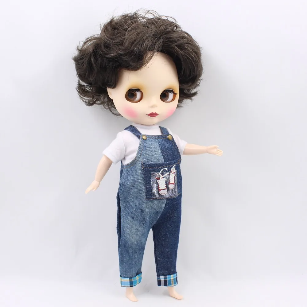 

ICY DBS Blyth doll 1/6 30cm black short hair fat body white skin matte/frosted face gift toy
