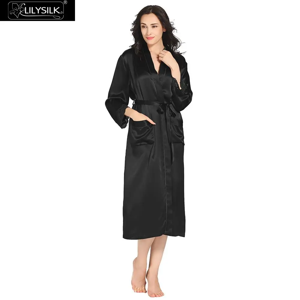 LilySilk халат женский кимоно пеньюар домашняя одежда для женщин шелковый 100% шелк
