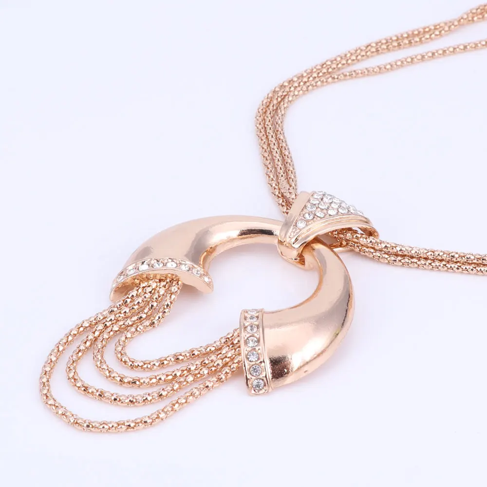 Ожерелье серьги браслет кольца вечерние аксессуары очаровательный золотой цвет