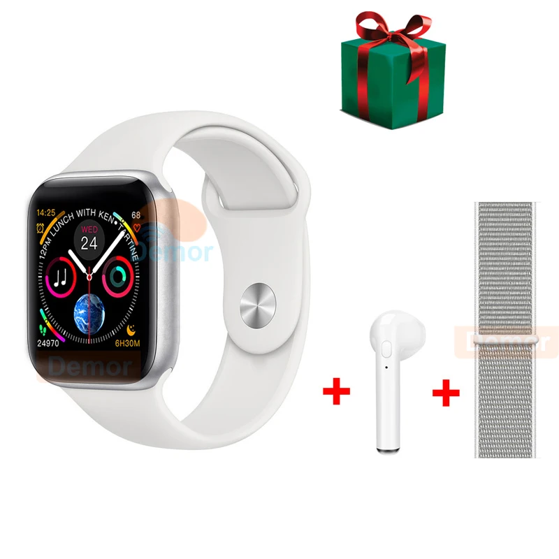 Silver Loop DEMOR IWO 8 умные часы серии 4 монитор сердечного ритма подключение 44 мм умные часы для Apple iPhone samsung Android телефон наушники подарок - Цвет: Silver Loop