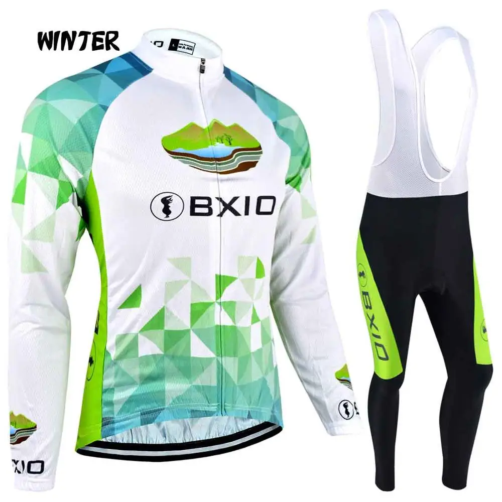 Winter Type BXIO, женская зимняя флисовая велосипедная майка с длинным рукавом, наборы, дышащая велосипедная Спортивная одежда на молнии, одежда для велоспорта 040 - Цвет: Winter Type