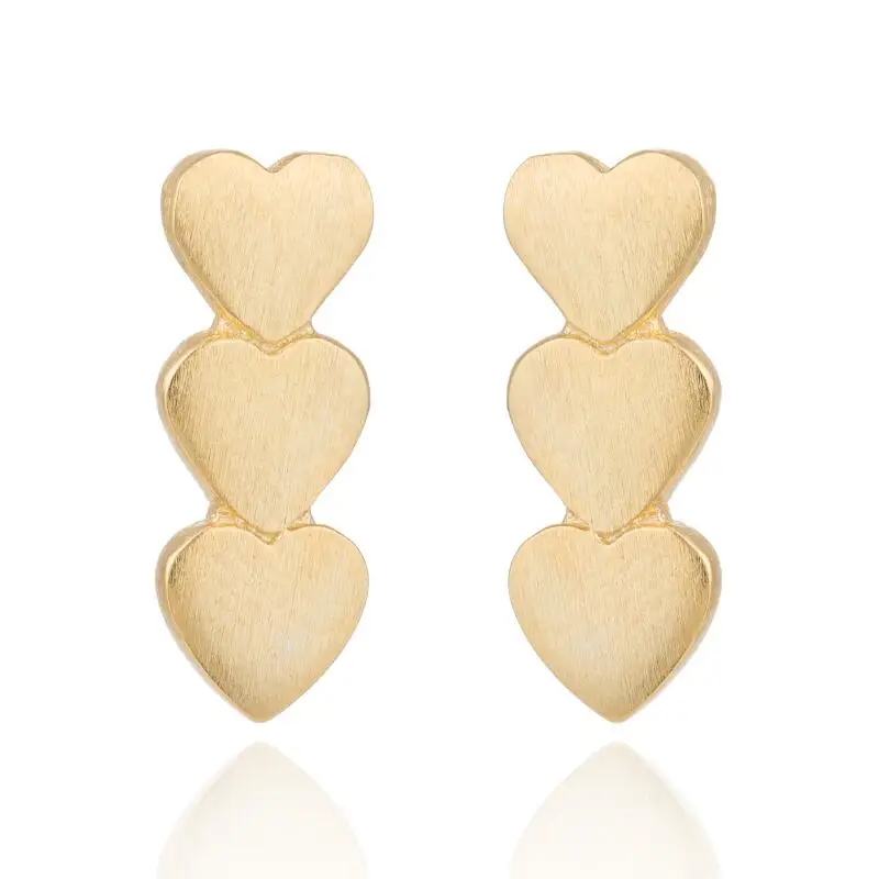 Jisensp горячая Распродажа милые серьги с тремя сердечками для девушек