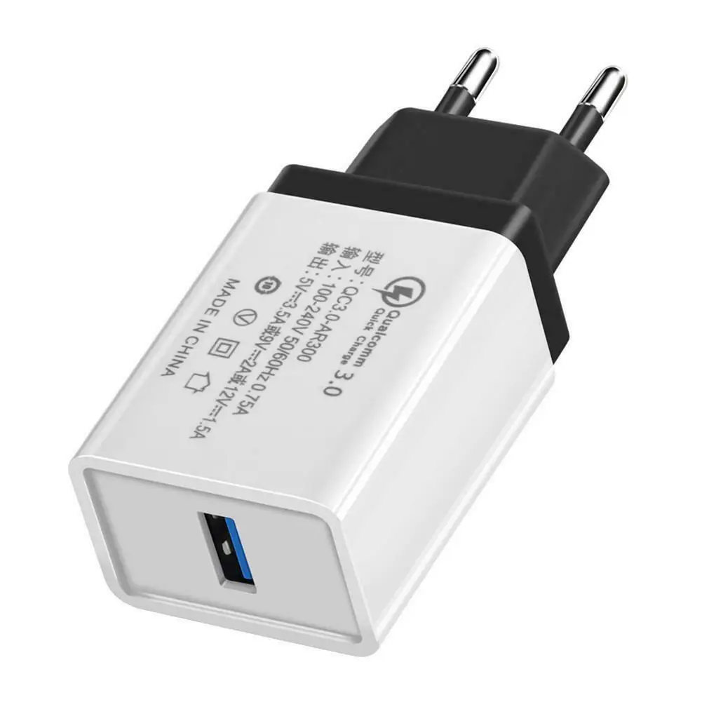 QC3.0 18 Вт зарядное устройство с одним разъемом USB разъем зарядное устройство для мобильного телефона iPhone samsung huawei Xiaomi - Тип штекера: EU Plug Black