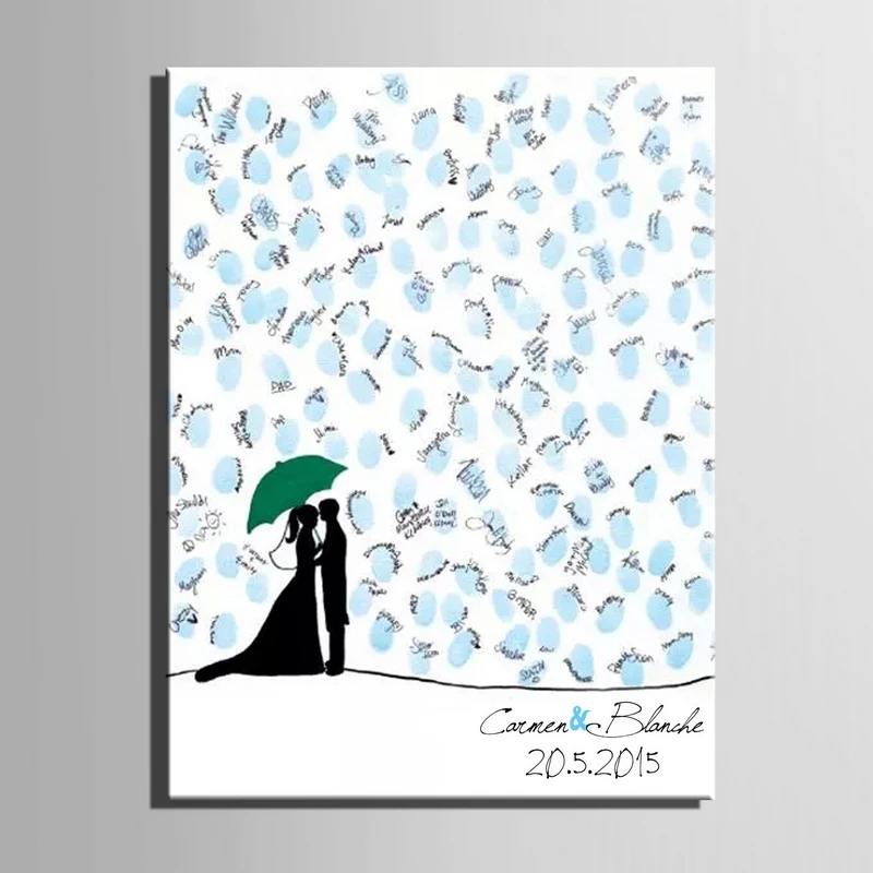 Свадебные подарки для гостей отпечатки пальцев дерево подпись постер на стену